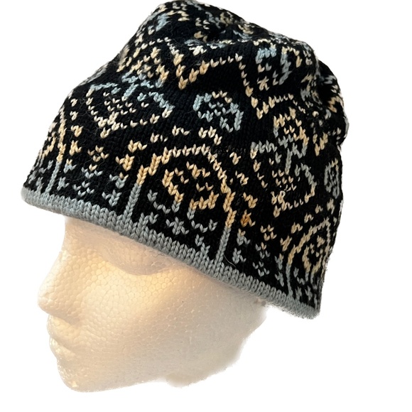 Merkley Beanie Toque Wool Knit Ski Hat Tassel Nordic Blue Made in Canada Vintage - Picture 3 of 10